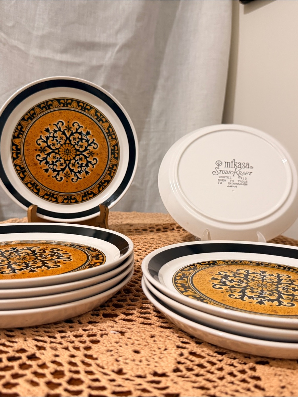 Vintage Mikasa Studio Kraft Cortez 7912 7.5” Plates Set of 9 Japan Excellent